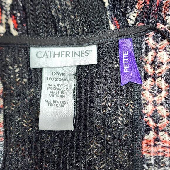 Catherines Mesh Cardigan Petite 1XWP 18/20WP Black Red Artsy Boho Coastal - Picture 8 of 10